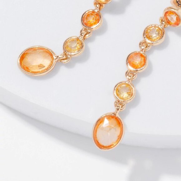 WHBM Gold + Peach Crystal Drop Linear Earrings MATCHING NECKLACE LISTED TOO - Picture 5 of 9